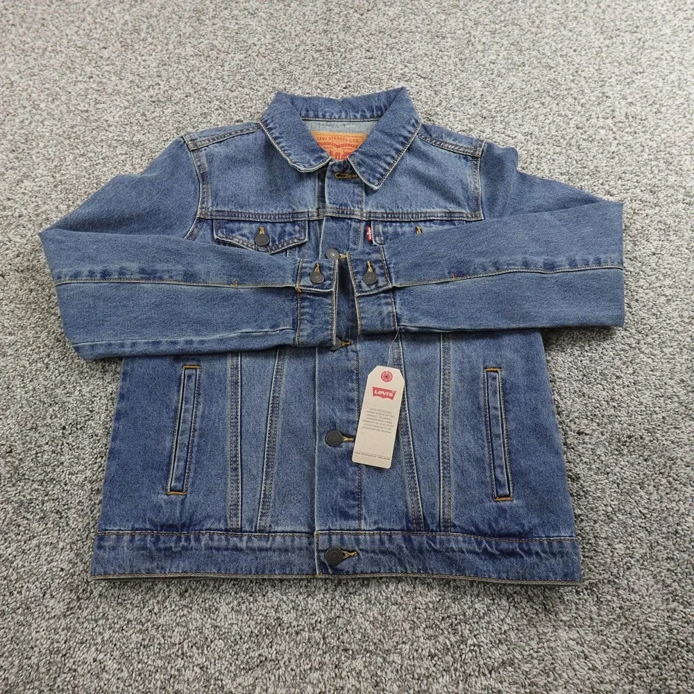 NEW Levi's Jacket Kids‎ L Blue Denim Jean Trucker Western Cowboy Coat Youth Boys
